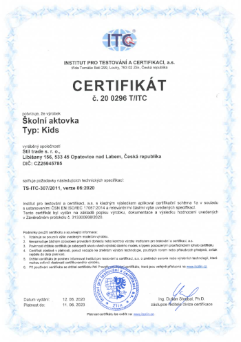 certifikát kvality ITC pre aktovky Stil