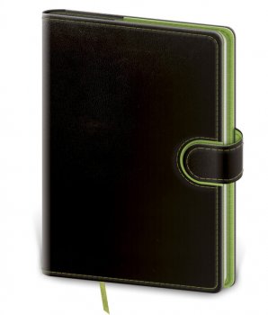 Zápisník Flip M linajkový čierno/zelený