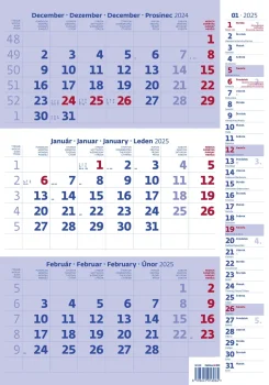 Trojmesačný kalendár modrý s poznámkami