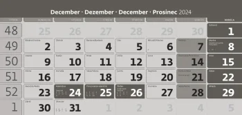 Trojmesačný kalendár šedý so špirálou