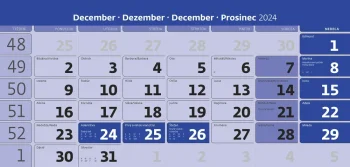 Trojmesačný kalendár modrý so špirálou