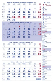 Čtyřměsíční kalendář modrý s poznámkami