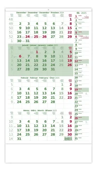 Štvormesačný kalendár s poznámkami zelený