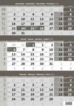 Trojmesačný kalendár šedý